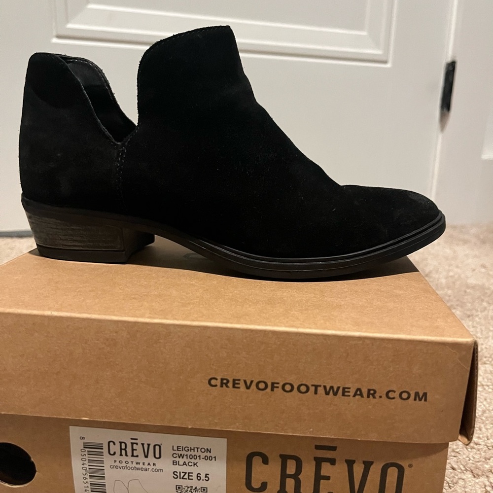 Crevo Black suede ankle booties size 6.5
